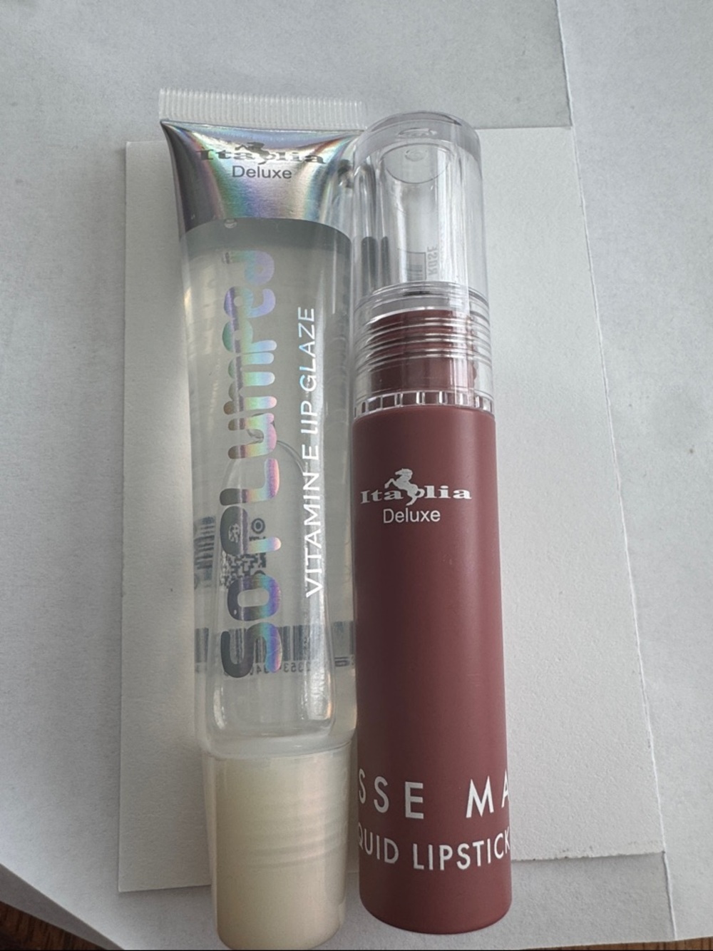 Matte Liquid Lipstick & Clear Vitamin E Plumping Lip Glaze - Spanish Rose